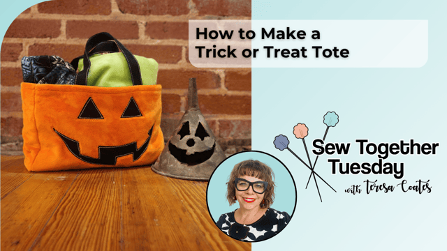 YouTube image with tote bag and Halloween decor